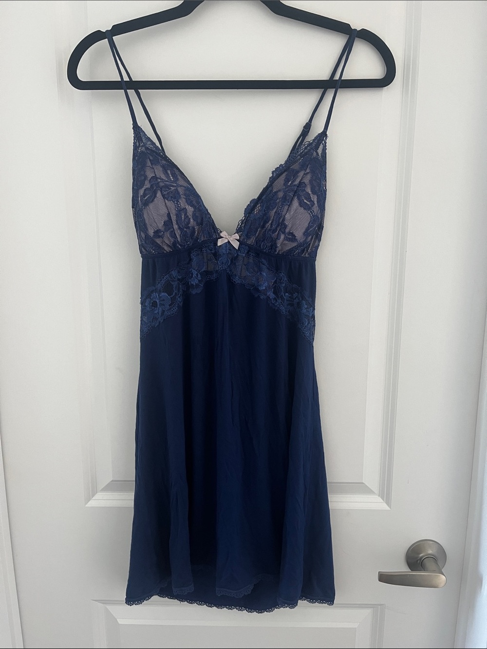 Victoria’s Secret Navy Blue Lace-Trim Nightgown
